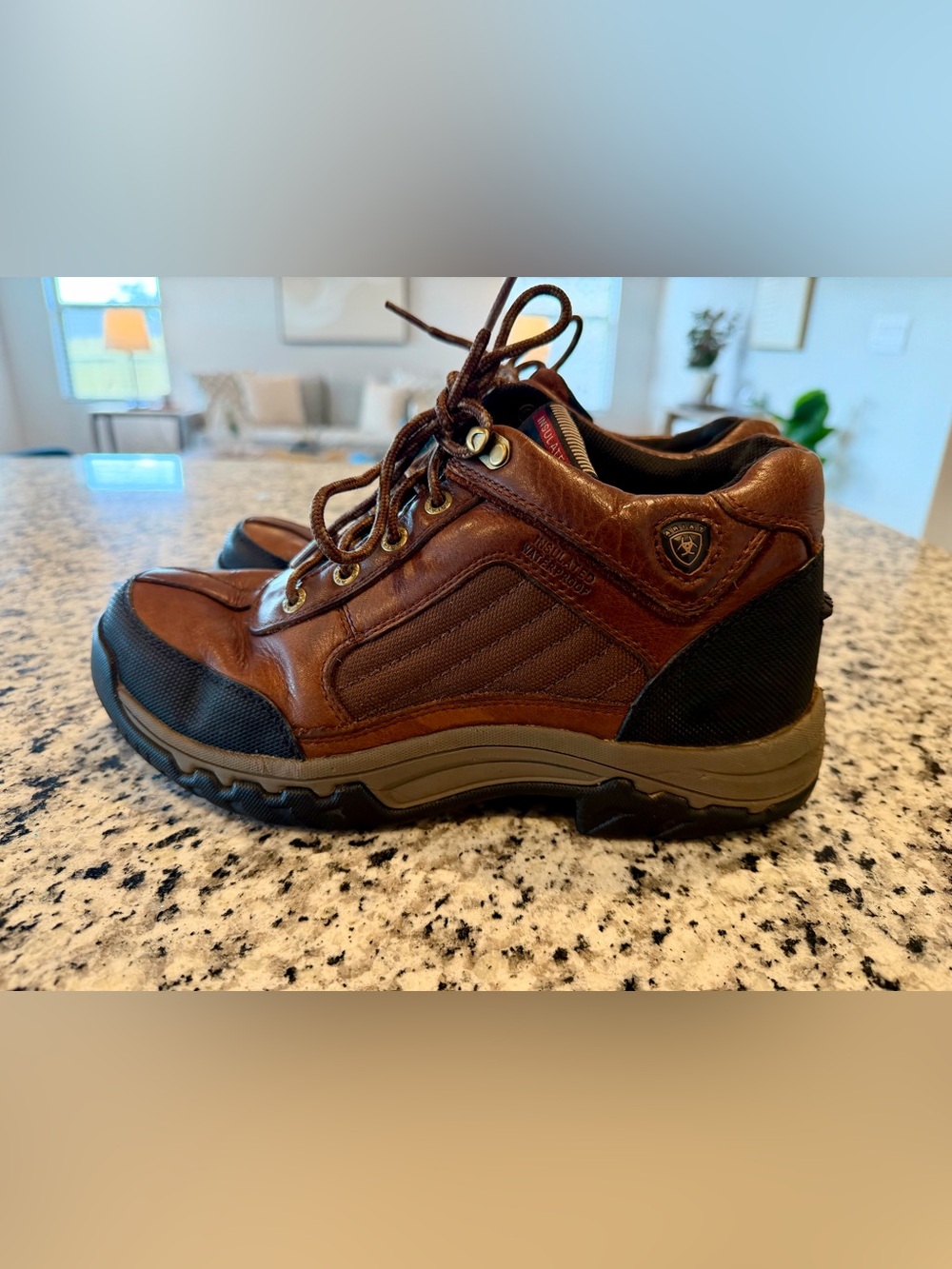 Ariat ATS Terrain Brown Leather Waterproof Ankle Boots Women's size 8.5 B